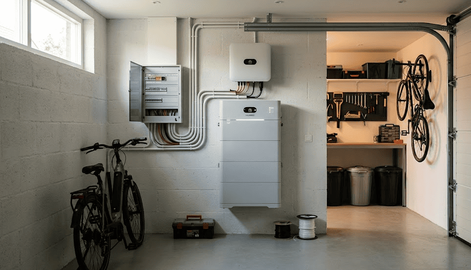 Thuisbatterij in garage