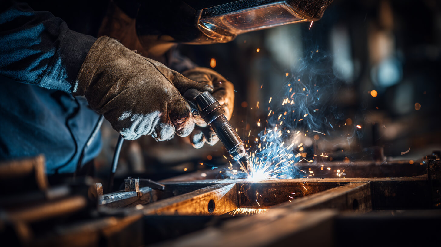 ZZP TIG lasser herstelt een metalen constructie met nauwkeurig laswerk in een industriële werkplaats