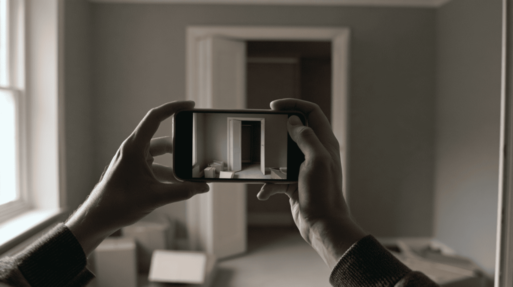 iemand fotografeert lege kamer